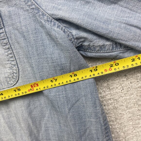 American Eagle Men Size L Denim Long Sleeve Jean Button Up Shirt Western Cowboy - Picture 7 of 13